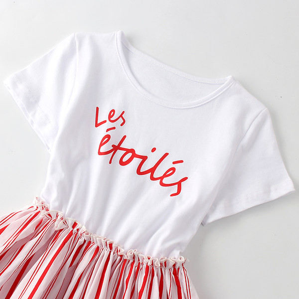 Gyermek szabású ruha ruha rövid ujjú felirattal