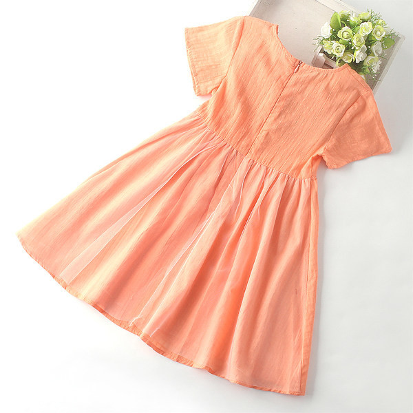 Gyermek szabású ruha rövid ujjal - narancssárga színű