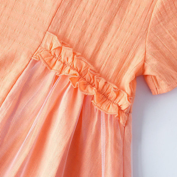 Gyermek szabású ruha rövid ujjal - narancssárga színű