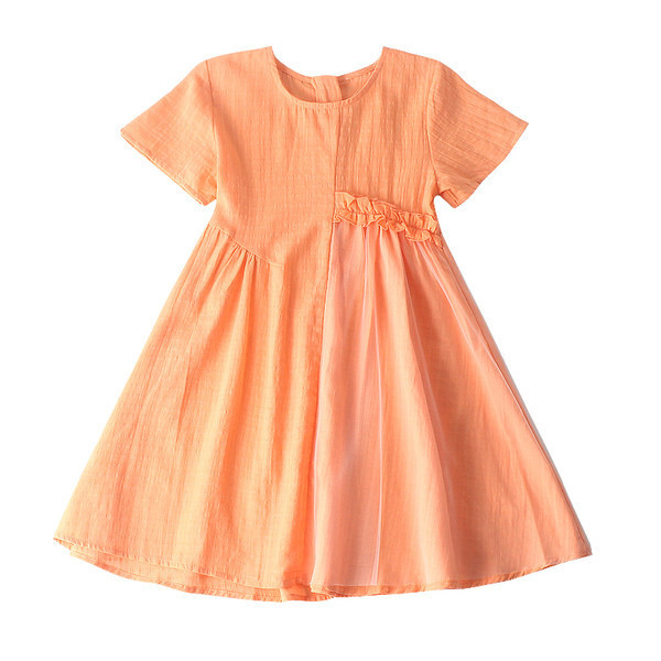 Gyermek szabású ruha rövid ujjal - narancssárga színű