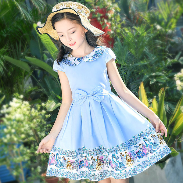 Разкроена детска рокля с панделка