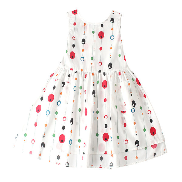 Laiade rihmade ja värvitrükiga puuvillane suvine kleit