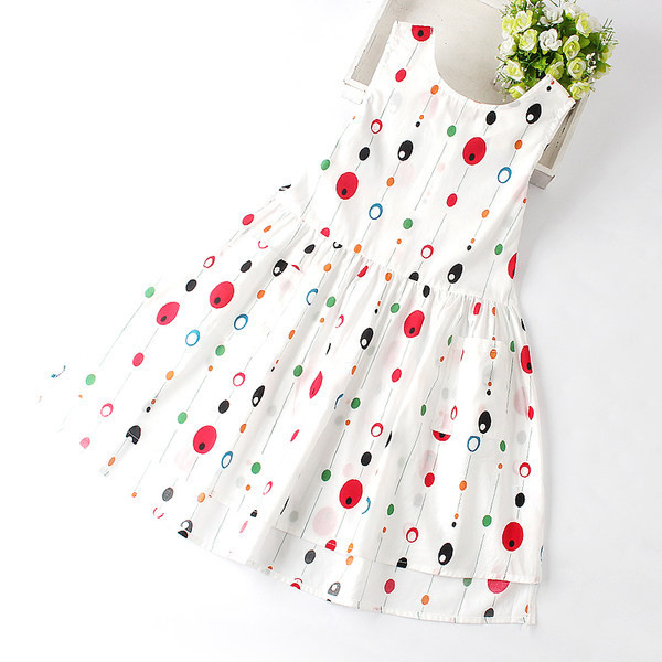 Laiade rihmade ja värvitrükiga puuvillane suvine kleit