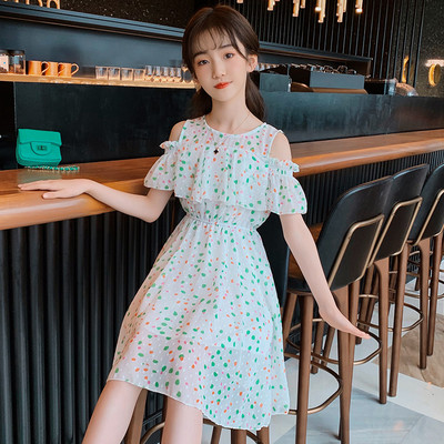 Moodne paljaste õlgadega šifoonist kleit tüdrukutele