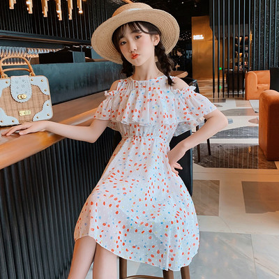 Moodne paljaste õlgadega šifoonist kleit tüdrukutele