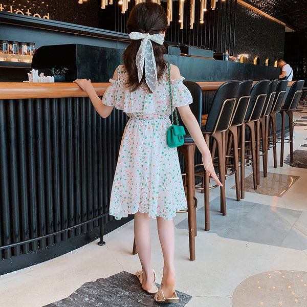 Moodne paljaste õlgadega šifoonist kleit tüdrukutele