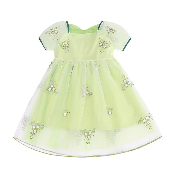 Lühikeste varrukate ja tikandiga lastekleit