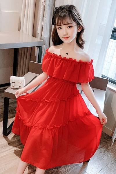 Női hosszú ruha csupasz vállakkal, piros és zöld színben