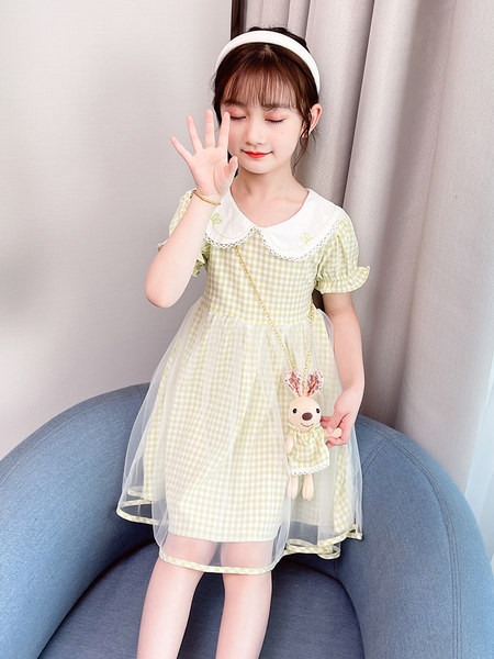 Изчистен модел детска рокля за момичета с къс ръкав