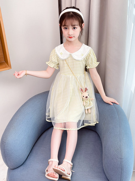 Изчистен модел детска рокля за момичета с къс ръкав