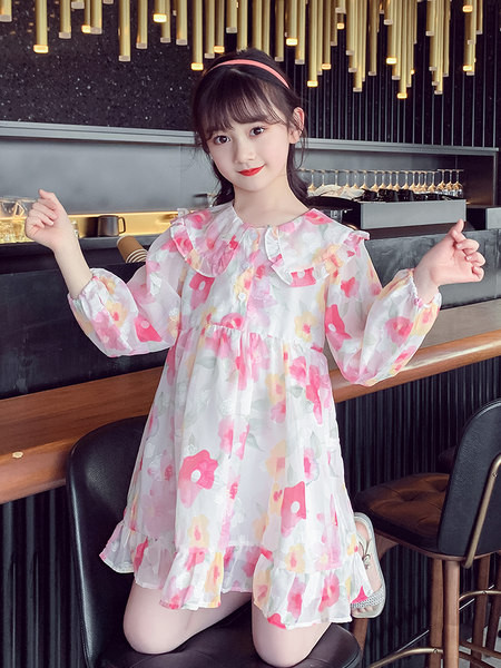 Модерна рокля с обло деколте за момичета