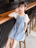 Gyermek farmerruha csipkeujjal