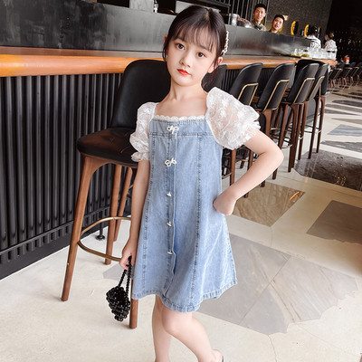 Gyermek farmerruha csipkeujjal