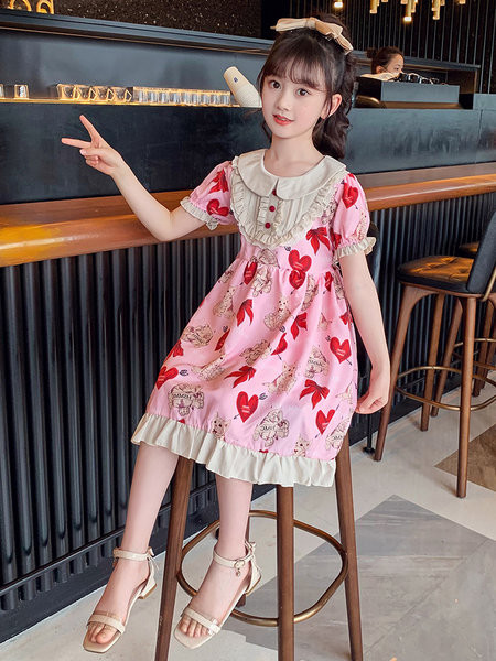 Детска рокля в два цвята в син и розов цвят 