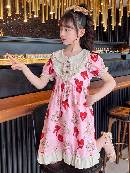 Детска рокля в два цвята в син и розов цвят 