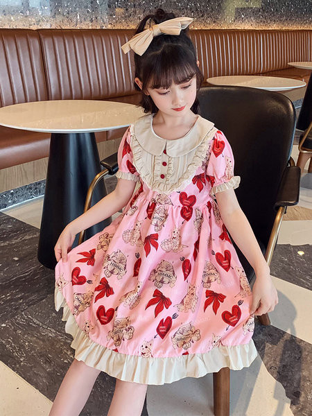 Детска рокля в два цвята в син и розов цвят 