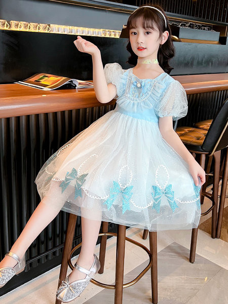 Детска тюлена рокля с панделки 