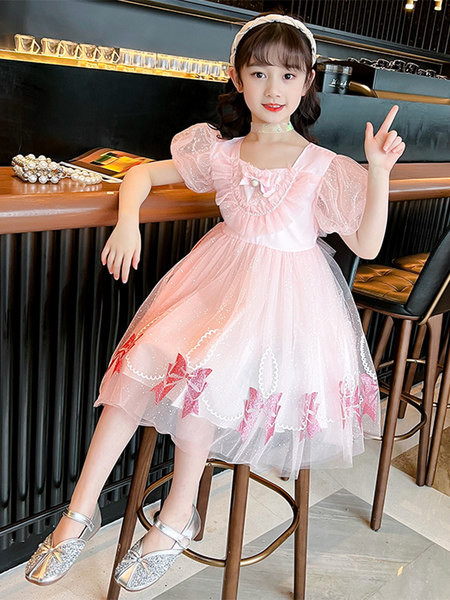 Детска тюлена рокля с панделки 