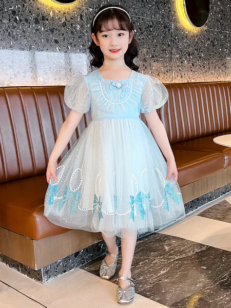 Детска тюлена рокля с панделки 