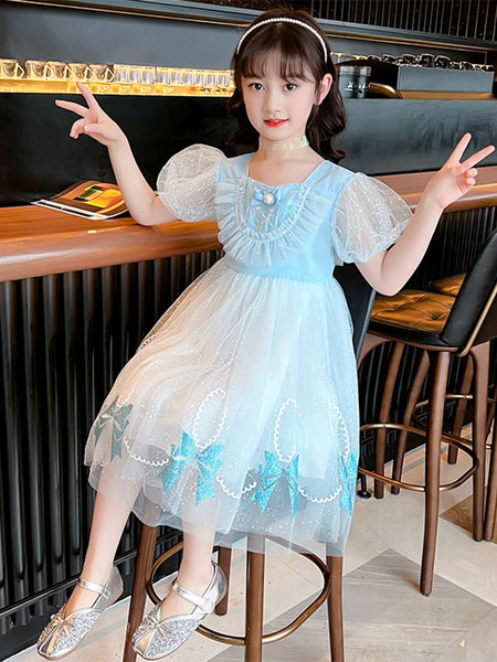 Детска тюлена рокля с панделки 