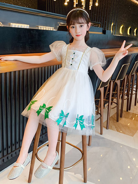 Детска рокля с тюл и къс ръкав в два цвята