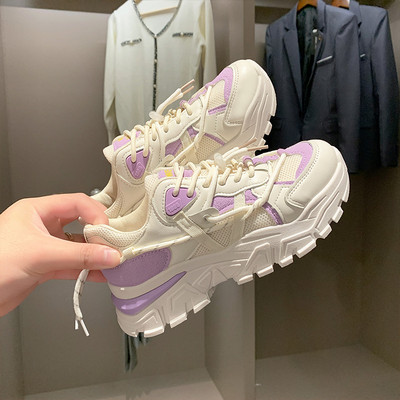 Γυναικεία sneakers με κορδόνια σε μπλε και μωβ χρώμα