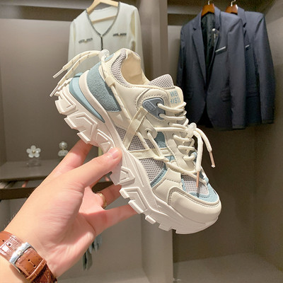 Γυναικεία sneakers με κορδόνια σε μπλε και μωβ χρώμα