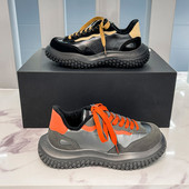 Női bőr tornacipő durva talppal - fekete és szürke