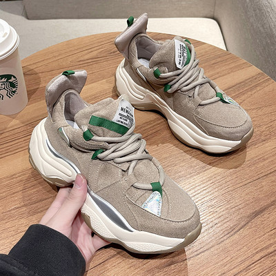 Ежедневни дамски маратонки с връзки и груба подметка