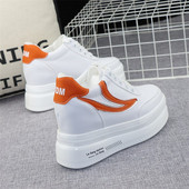 Kõrge platvormiga vabaaja naiste nahast tossud