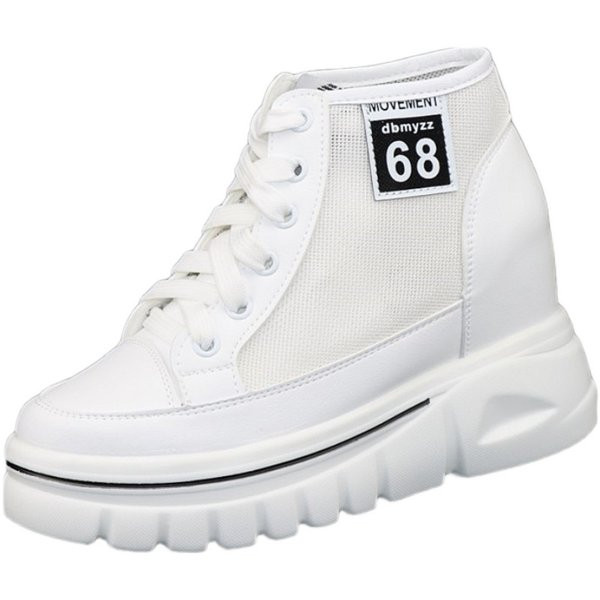 Fehér női tornacipő hálóval és nyakkendővel