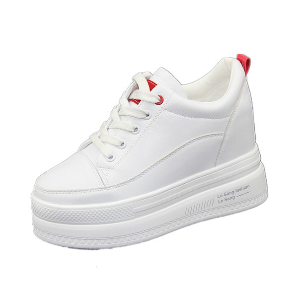 Γυναικεία ψηλά sneakers με ψηλή σόλα - λευκό χρώμα