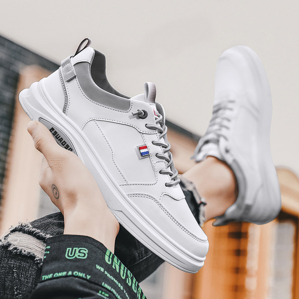 Нов модел мъжки кожени маратонки с равна подметка