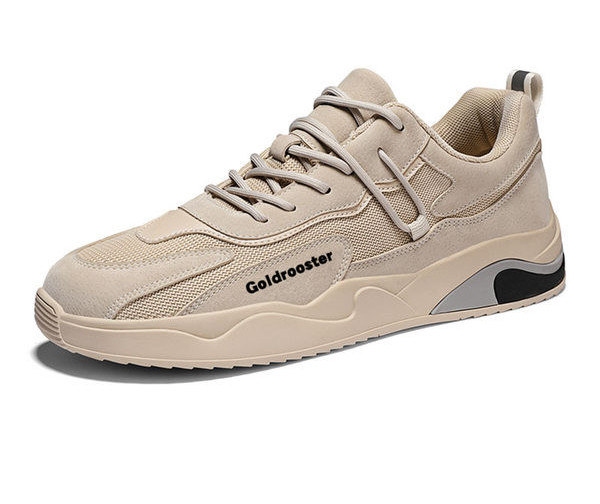 Модерни мъжки маратонки с равна подметка -сив и бежов цвят