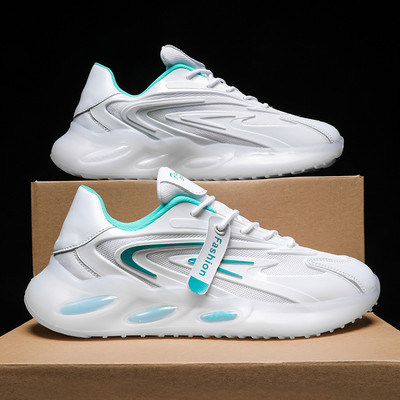 Ανδρικά sneakers σε τρία χρώματα και κορδόνια σε λευκό χρώμα