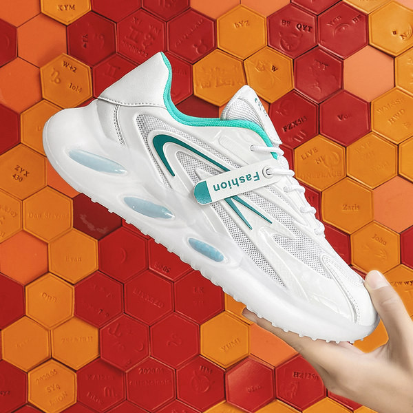 Ανδρικά sneakers σε τρία χρώματα και κορδόνια σε λευκό χρώμα