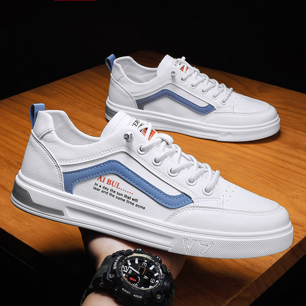 Спортни мъжки обувки от изкуствена кожа -бял цвят