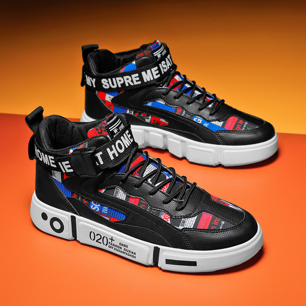 Meeste värvilised kõrged tossud ökonahast tikitud kirjaga