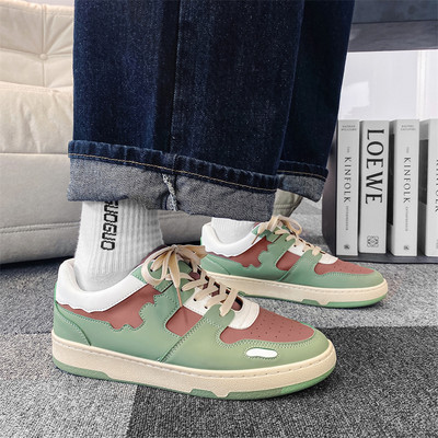 Ежедневни мъжки маратонки от изкуствена кожа  с равна подметка