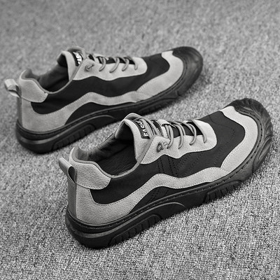 Мъжки ежедневни заоблени обувки от еко велур 