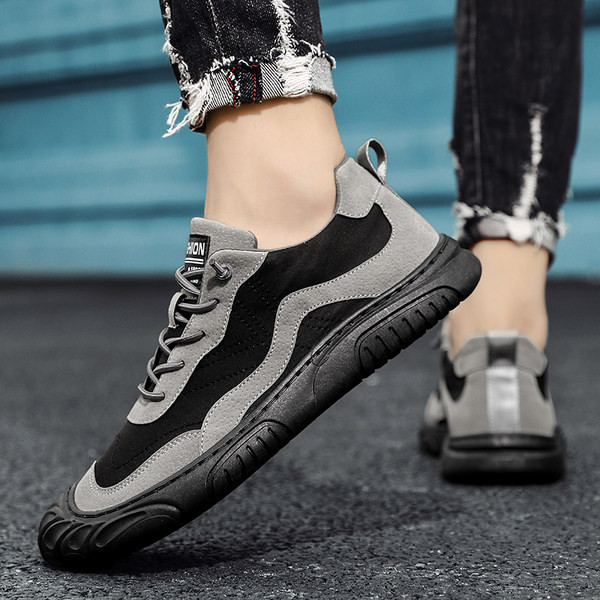 Мъжки ежедневни заоблени обувки от еко велур 