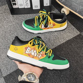 Мъжки цветни кецове от еко кожа с връзки