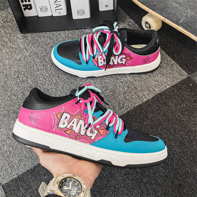 Мъжки цветни кецове от еко кожа с връзки