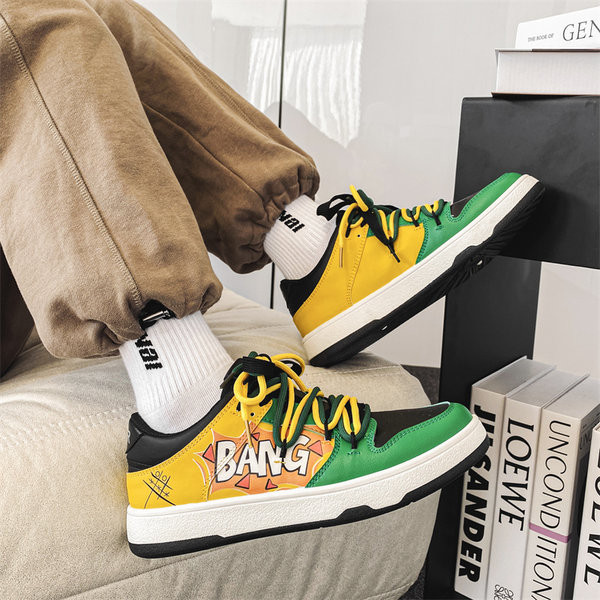 Мъжки цветни кецове от еко кожа с връзки