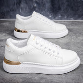 Мъжки кецове от еко кожа с надпис и висока подметка 