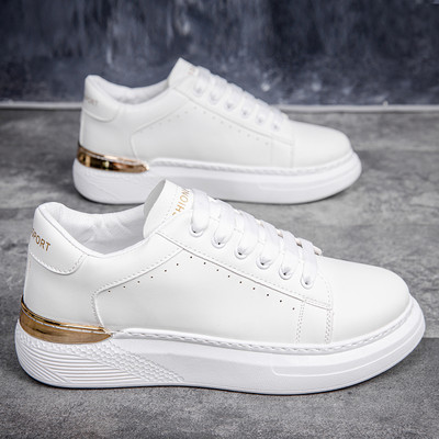 Мъжки кецове от еко кожа с надпис и висока подметка 