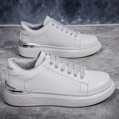 Мъжки кецове от еко кожа с надпис и висока подметка 