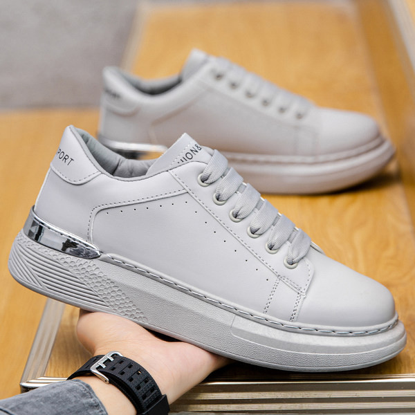 Мъжки кецове от еко кожа с надпис и висока подметка 