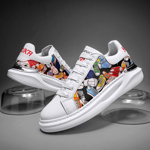 Мъжки кецове от еко кожа с апликация и връзки