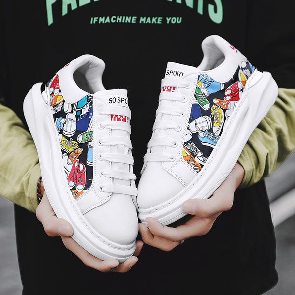 Мъжки кецове от еко кожа с апликация и връзки